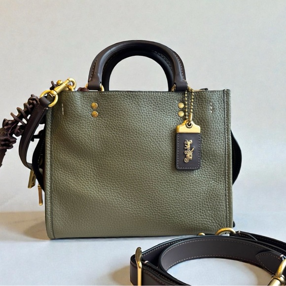 Coach Rogue 25 Color Block Satchel Amy Green and Large Dino Charm - Picture 4 of 15